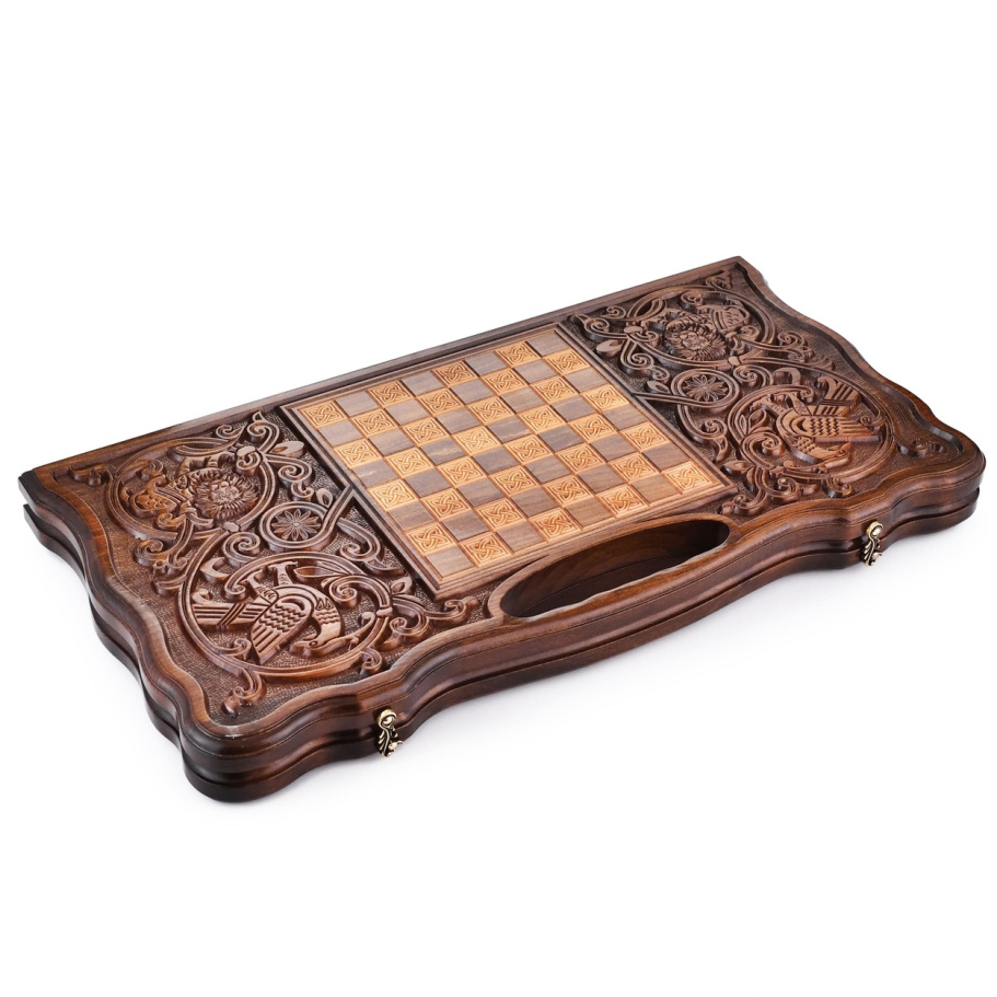 Нарды резные  "Герб России 3"  большие 60, Harutyunyan купить в Краснодаре