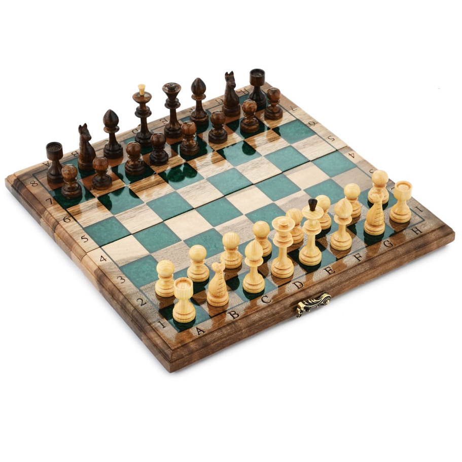 Шахматы + нарды резные "Нефрит" 30