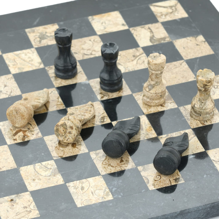 Шахматы из камня "Илион" мрамор и ракушечник 25 купить в Краснодаре