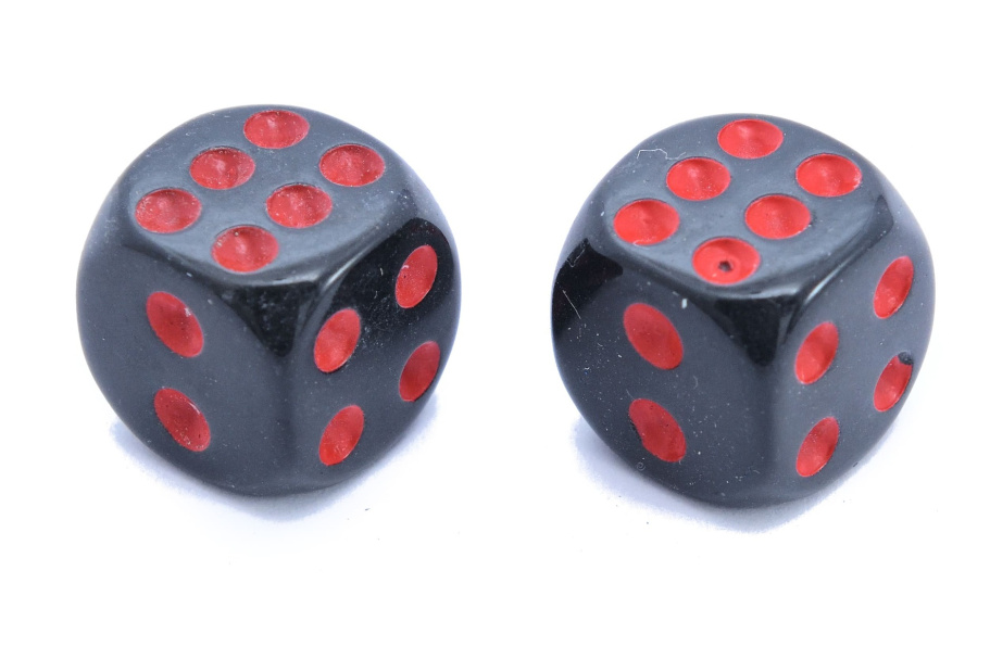 Кости игральные, пластик, черные 14 мм (2 шт), StartTime Кости игральные, пластик, черные 14 мм (2 шт), StartTime