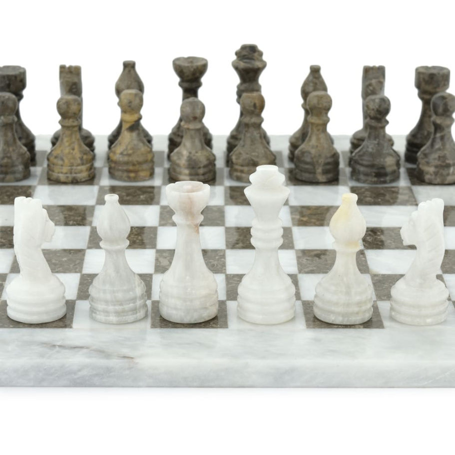 Шахматы из камня "Финикия" серый мрамор 30 купить в Краснодаре
