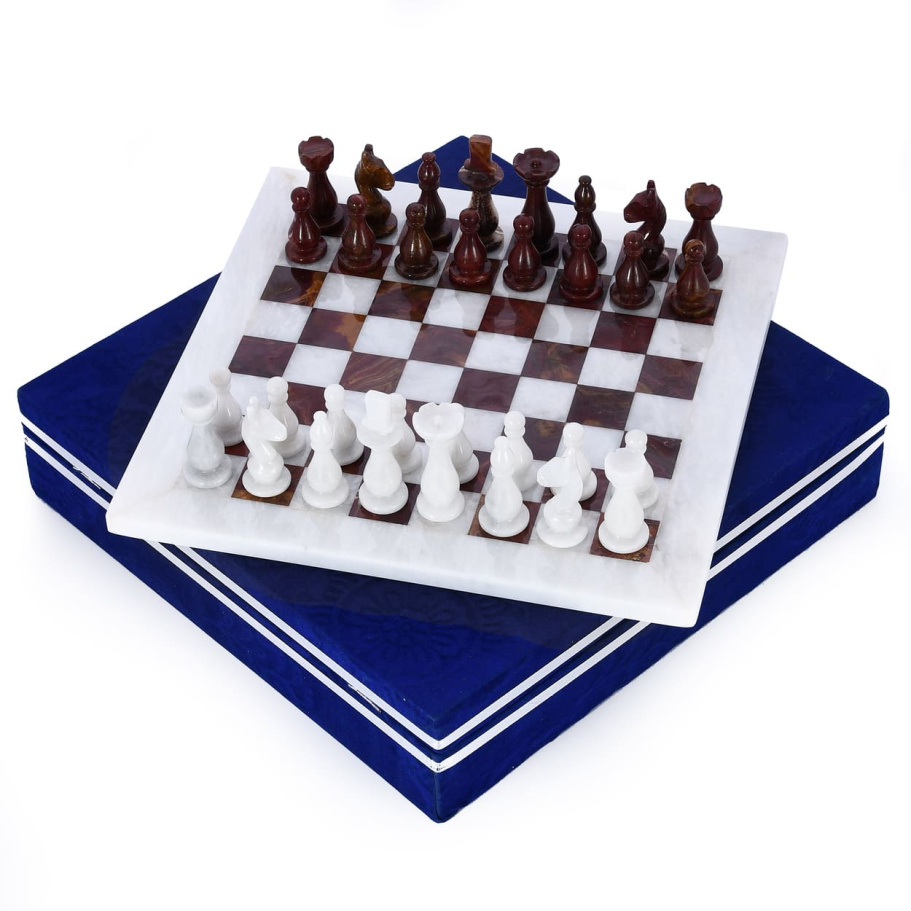 Шахматы каменные "Грация" мрамор и яшма 30