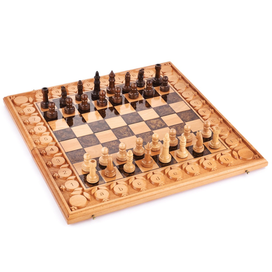 Шахматы + нарды резные "Умбра" 50