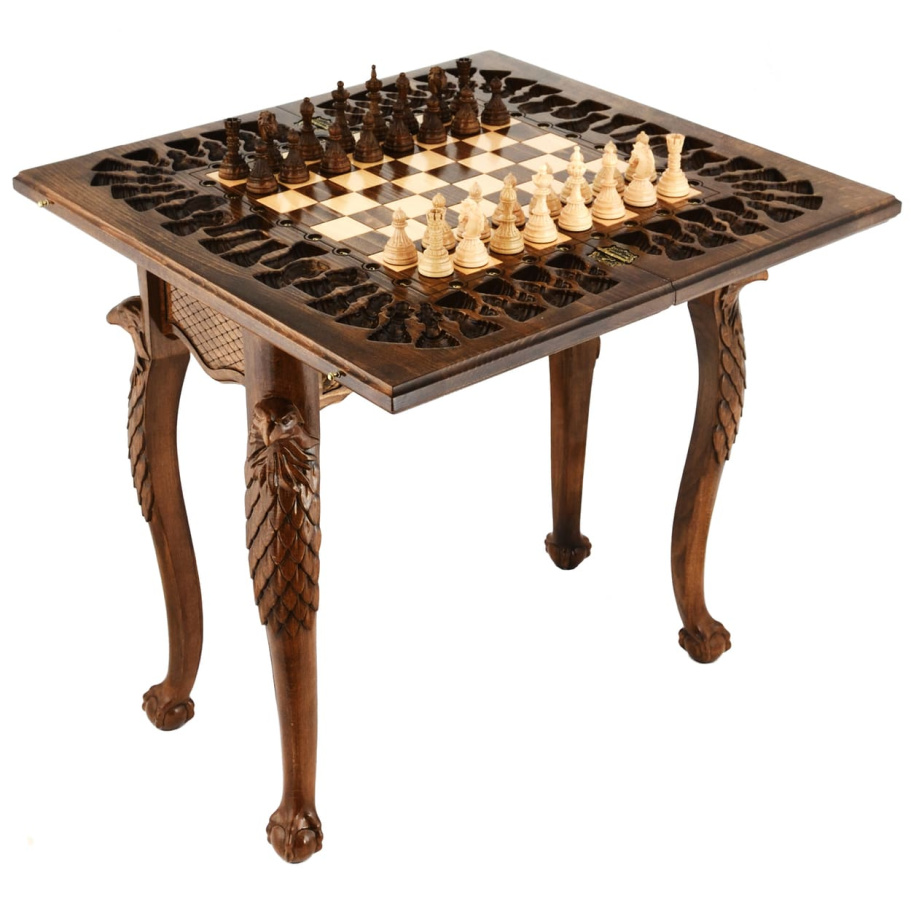 Стол ломберный Шахматы резные "Небесный охотник" 60 купить в Краснодаре