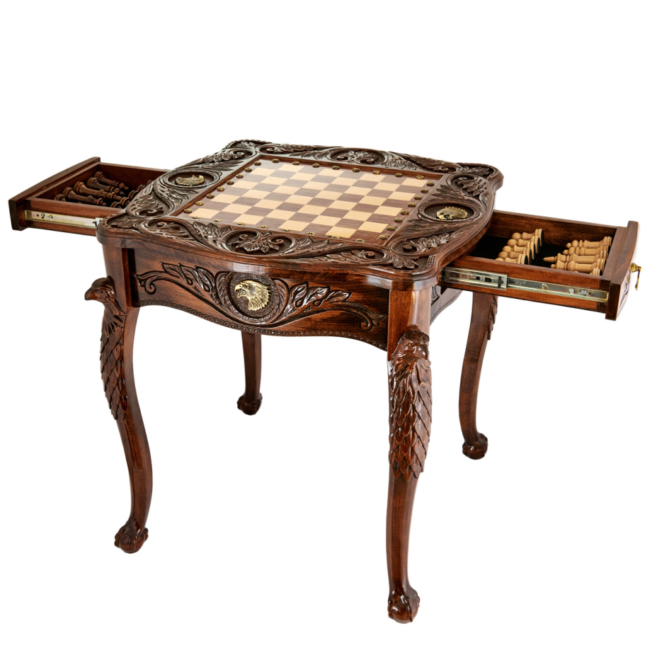 Стол ломберный Шахматы резные "Гордый орел" 60 купить в Краснодаре