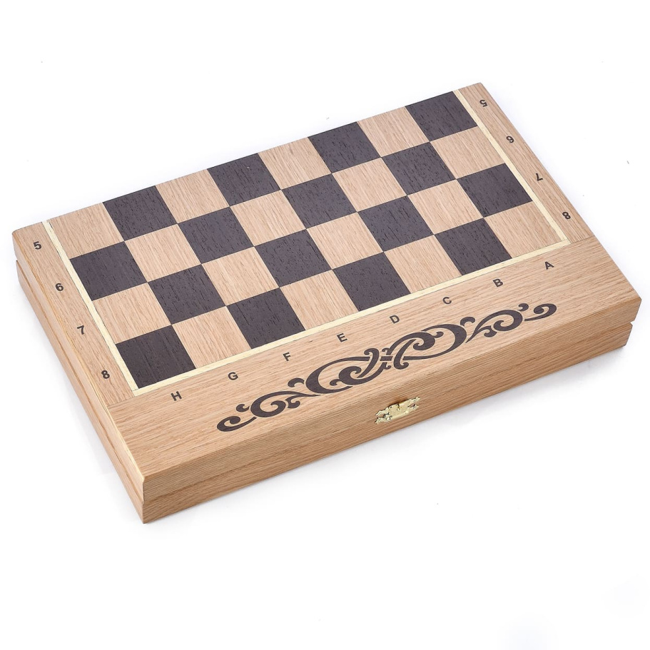 Шахматы + нарды резные "Блокер" дуб, WoodGames купить в Краснодаре