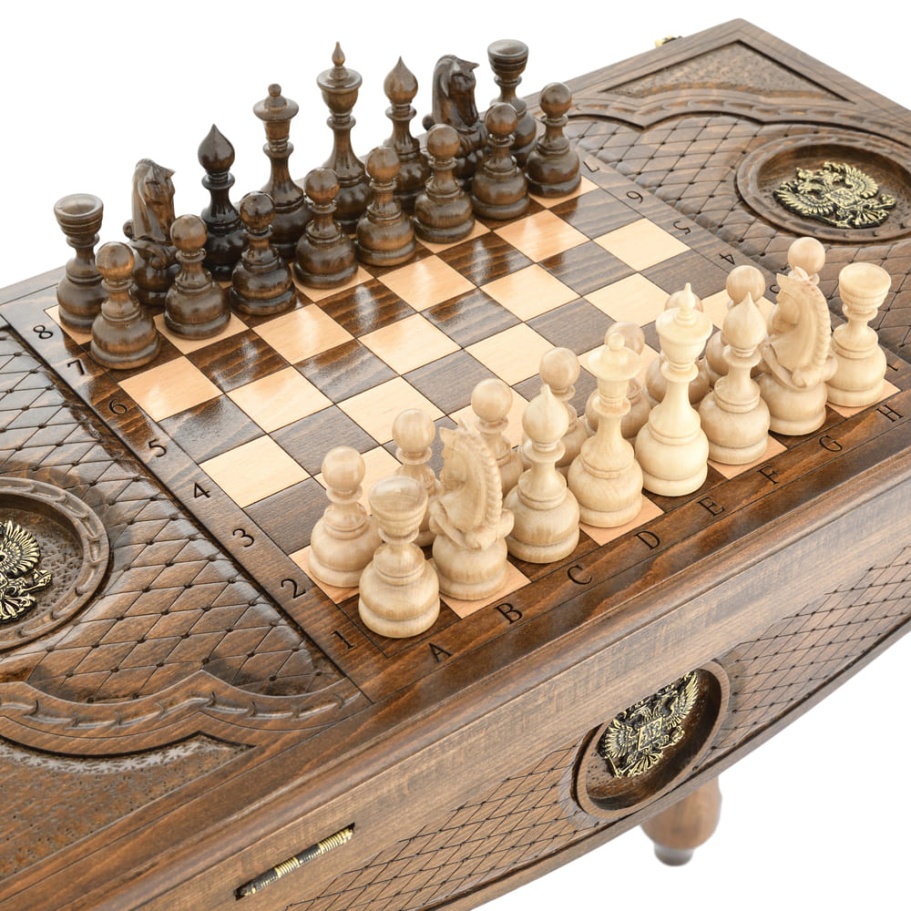 Стол ломберный Шахматы + Нарды резные "Родина" 60, Harutyunyan купить в Краснодаре