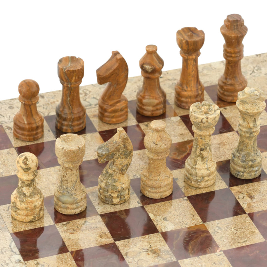 Шахматы из камня "Сицилия" яшма и ракушечник 40 купить в Краснодаре