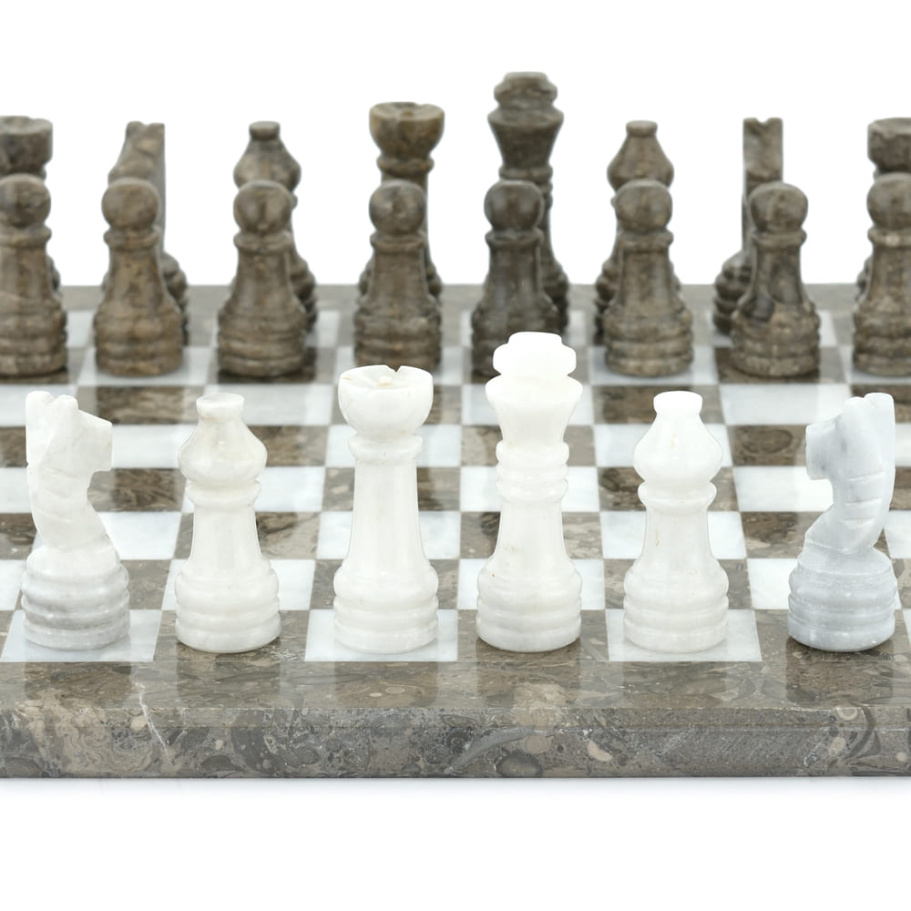 Шахматы из камня "Одиссея" серый мрамор 40 купить в Краснодаре