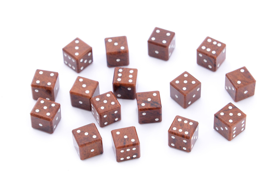 Кости игральные из коричневого обсидиана, 10 мм (2 шт), Harutyunyan купить в Краснодаре