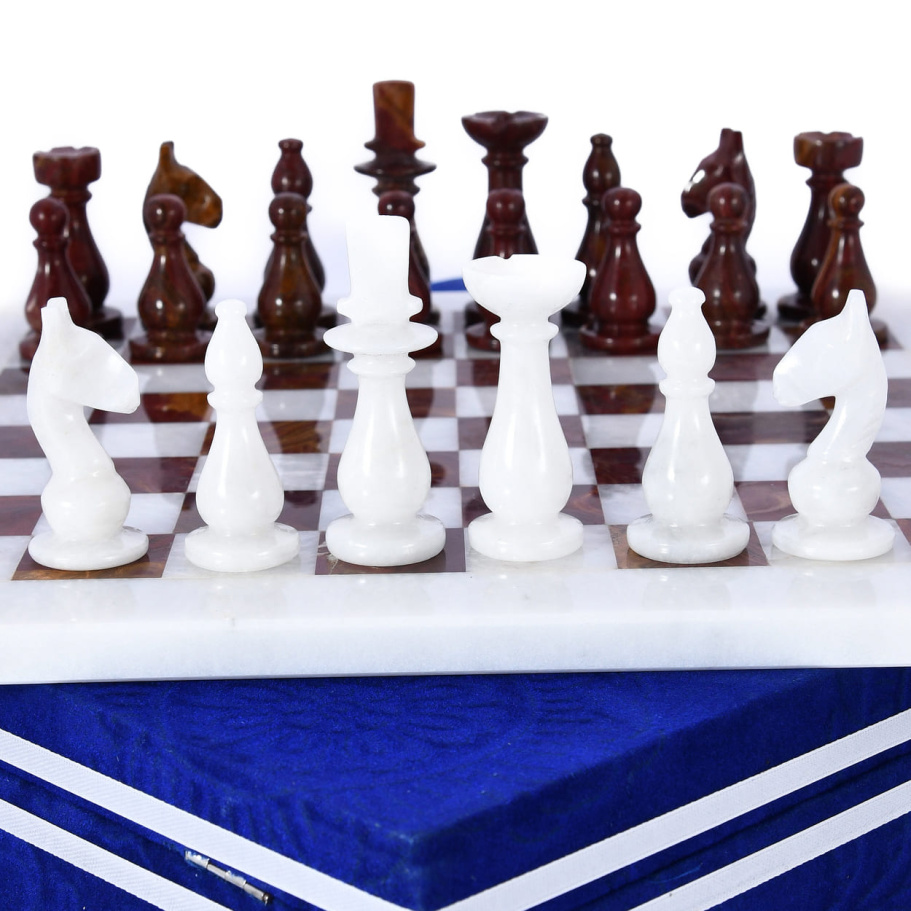 Шахматы каменные "Грация" мрамор и яшма 30 купить в Краснодаре
