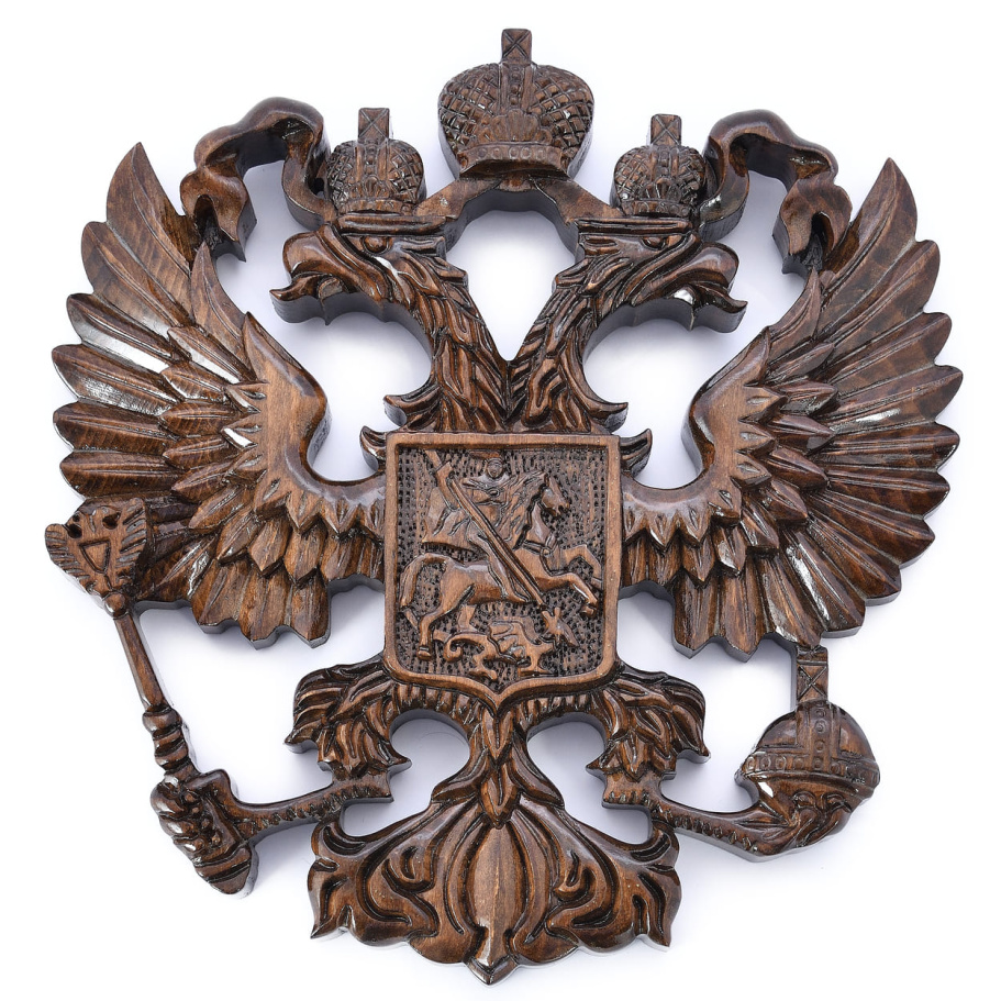 Панно настенное резное "Герб России" из дерева
