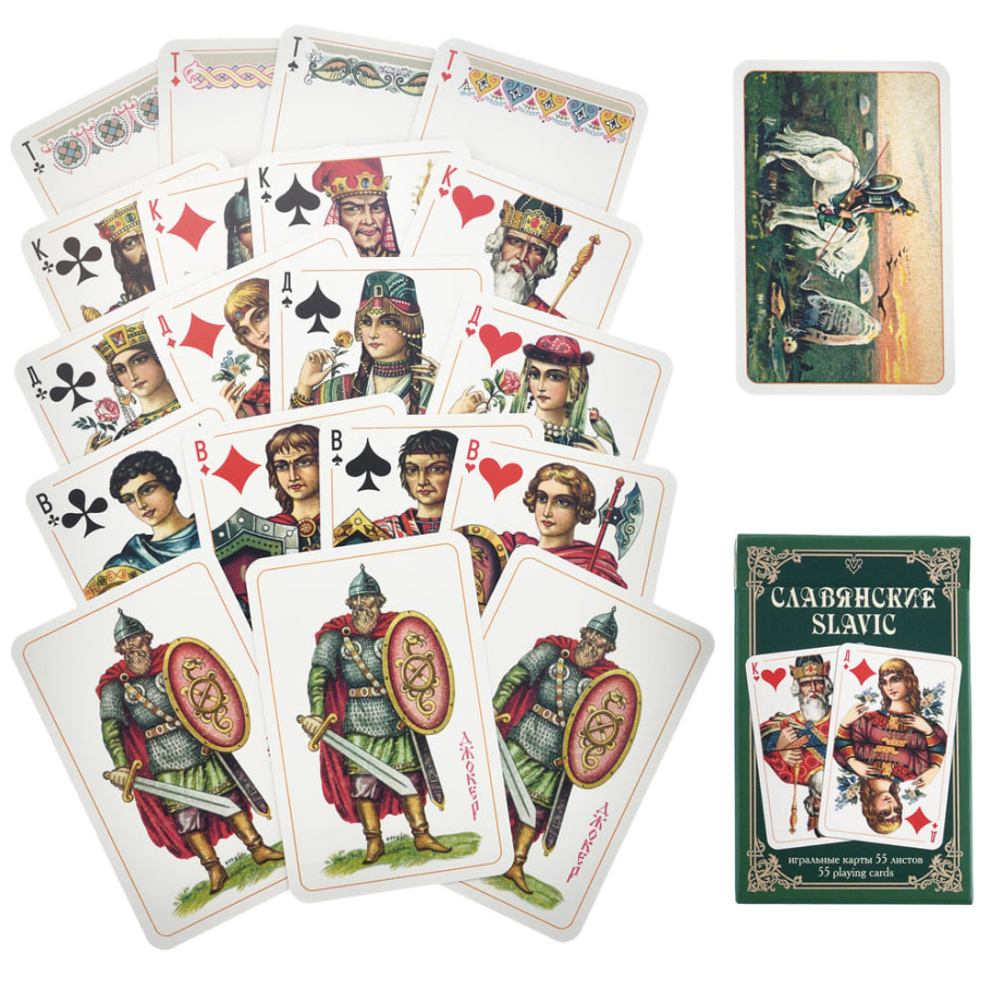 Карты игральные "Славянские" зеленая рубашка, 55 карт купить в Краснодаре