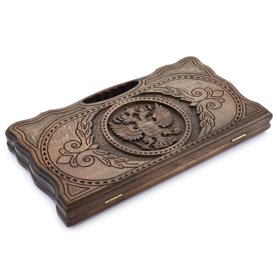 Нарды резные "Герб России"  средние 50, Harutyunyan