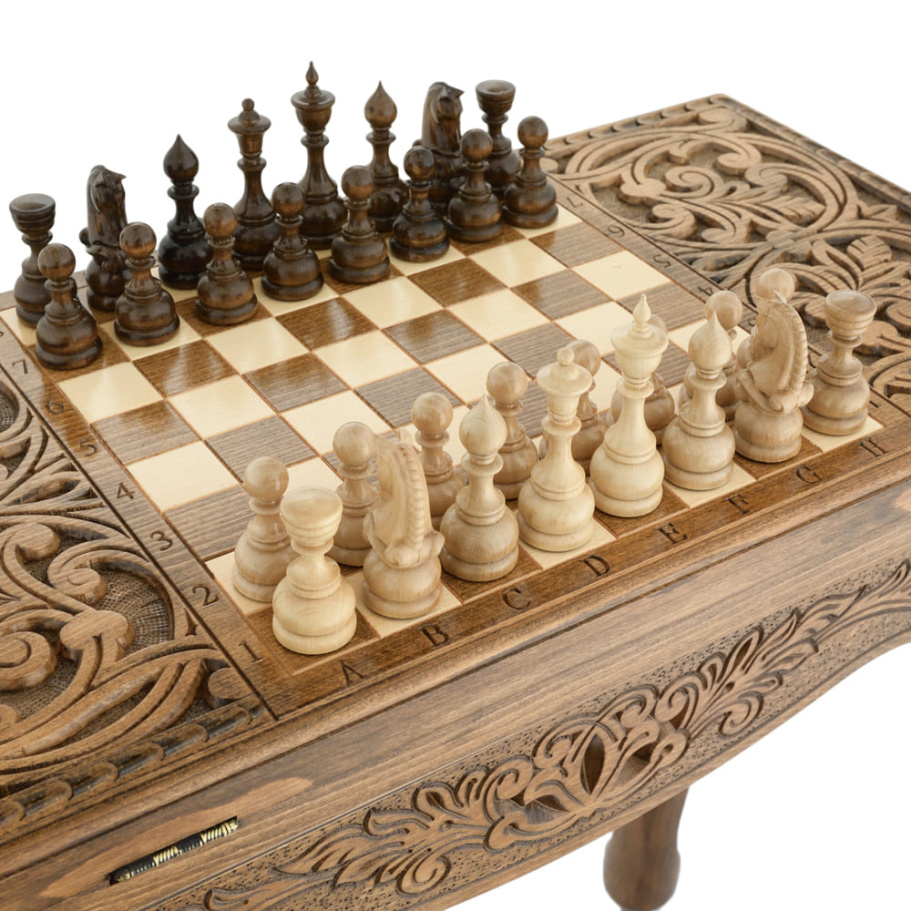 Стол ломберный Шахматы + Нарды резные "Эспада" 60, Harutyunyan купить в Краснодаре