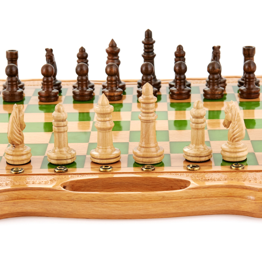 Шахматы резные "Изумруд" 40 купить в Краснодаре