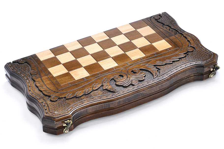 Шахматы + нарды резные "Шахматная история" 50, Harutyunyan купить в Краснодаре