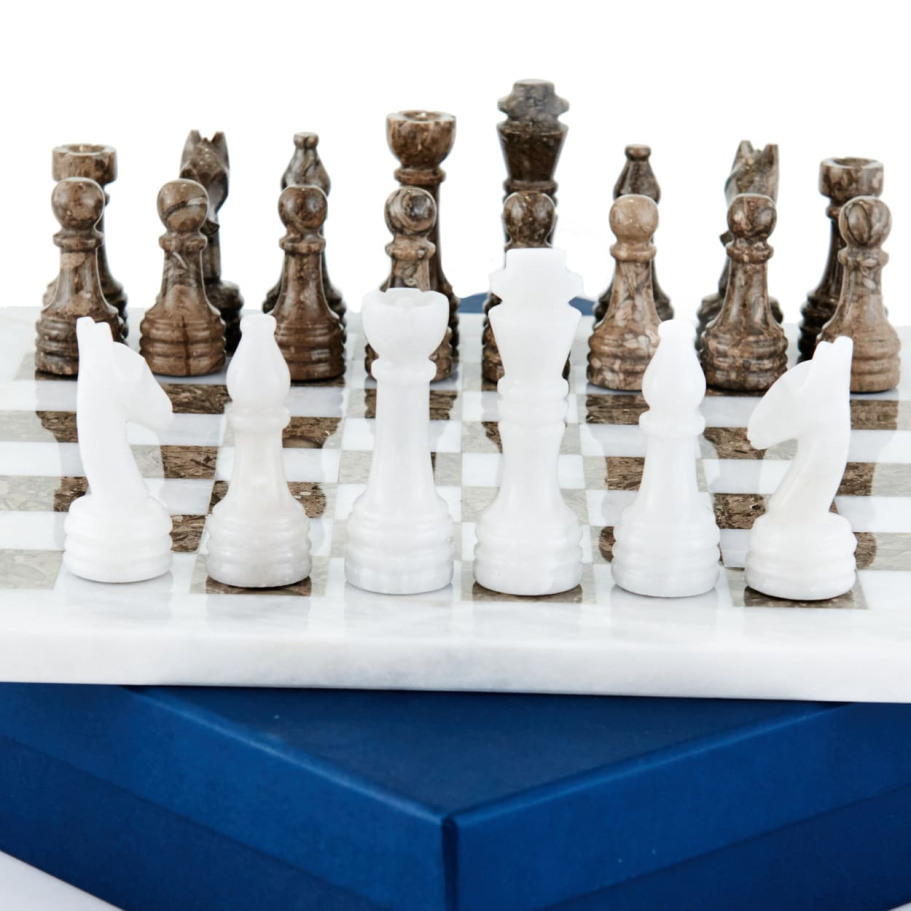 Шахматы из камня "Артер Карфаген" серый мрамор 40 купить в Краснодаре