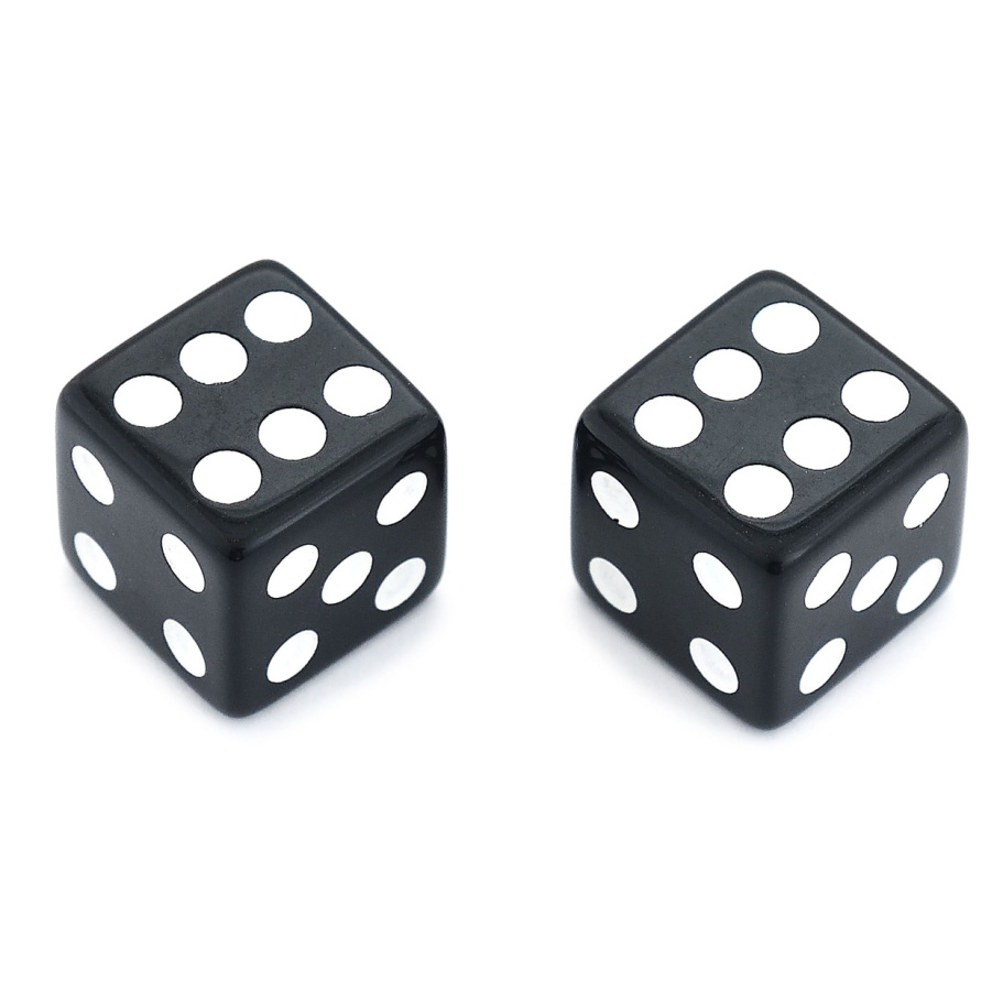 Кости игральные "Классика" пластик, черные, 15 мм (2 шт.) Кости игральные "Классика" пластик, черные, 15 мм (2 шт.)