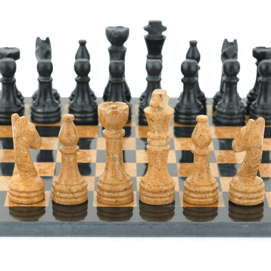 Шахматы из камня "Илион" мрамор и ракушечник 40 купить в Краснодаре