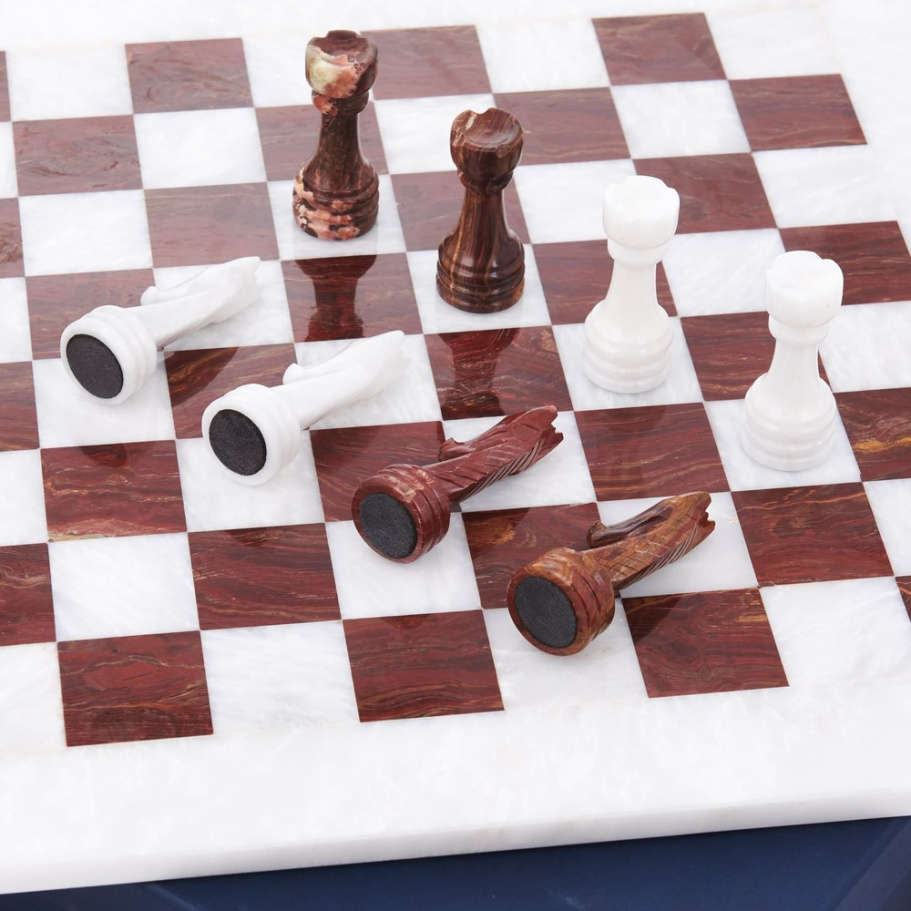 Шахматы из камня "Артер Карфаген" мрамор и яшма 40 купить в Краснодаре