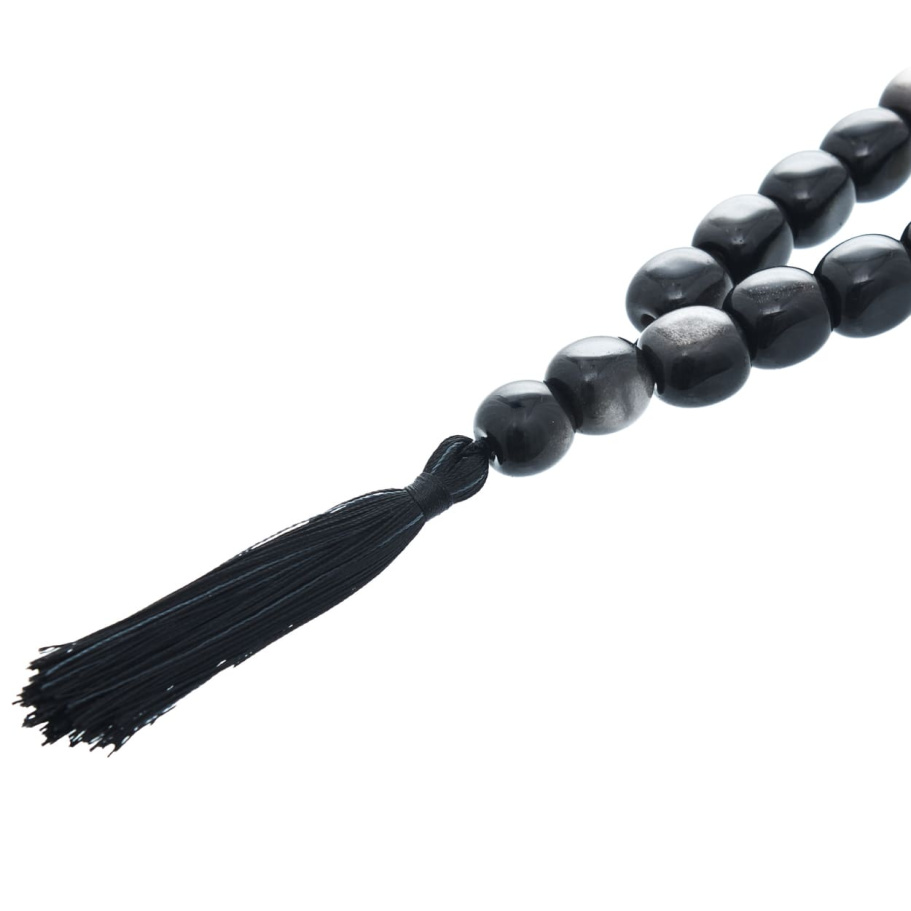 Четки с бусинами "Воин" черный камень с лунным оттенком, Давыдов С. купить в Краснодаре