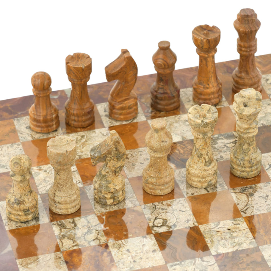 Шахматы из камня "Этрурия" яшма и ракушечник 30 купить в Краснодаре