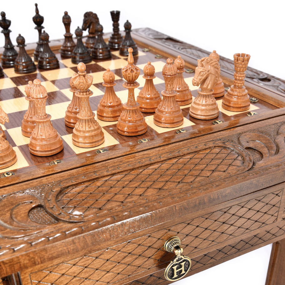 Стол ломберный Шахматы резные "Центурион" 60, Harutyunyan купить в Краснодаре