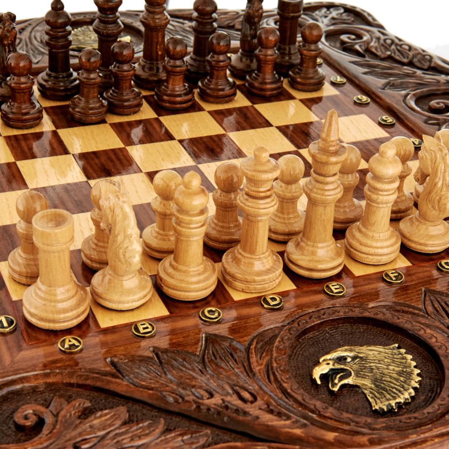 Стол ломберный Шахматы резные "Гордый орел" 60 купить в Краснодаре