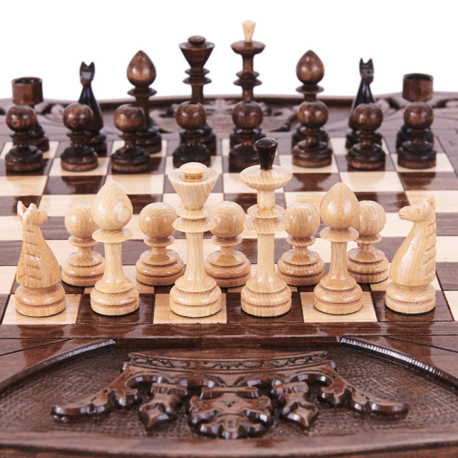 Шахматы + нарды резные "Корона" 40, Harutyunyan купить в Краснодаре