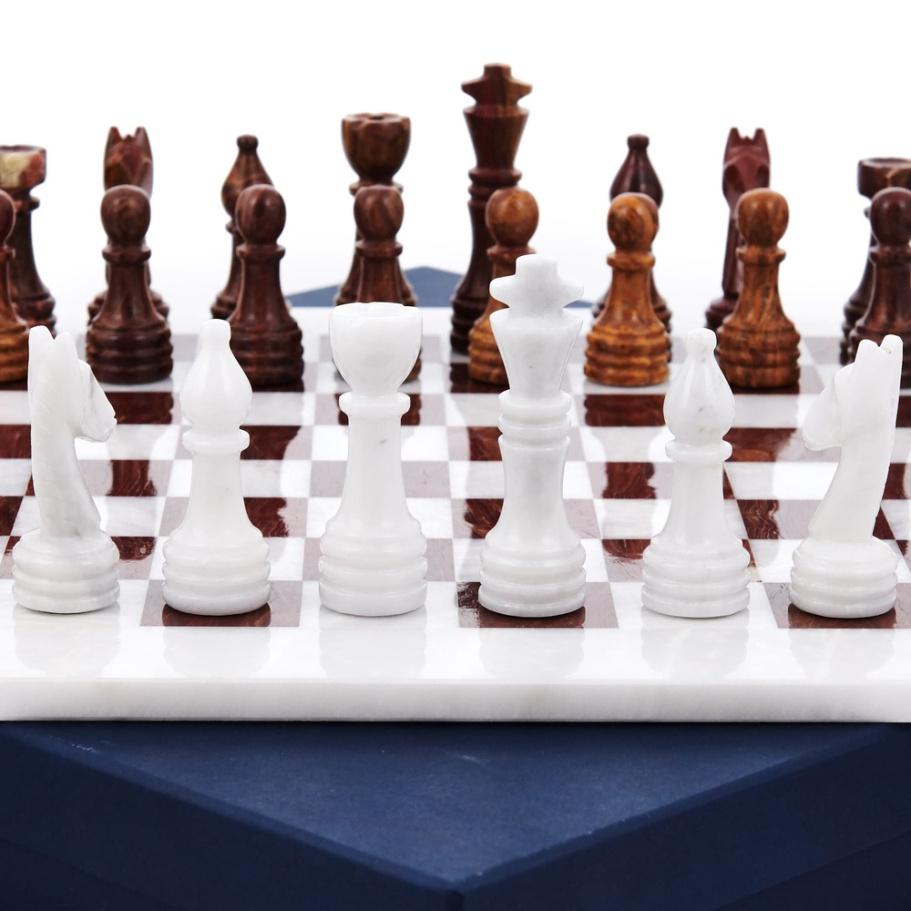 Шахматы из камня "Артер Карфаген" мрамор и яшма 40 купить в Краснодаре