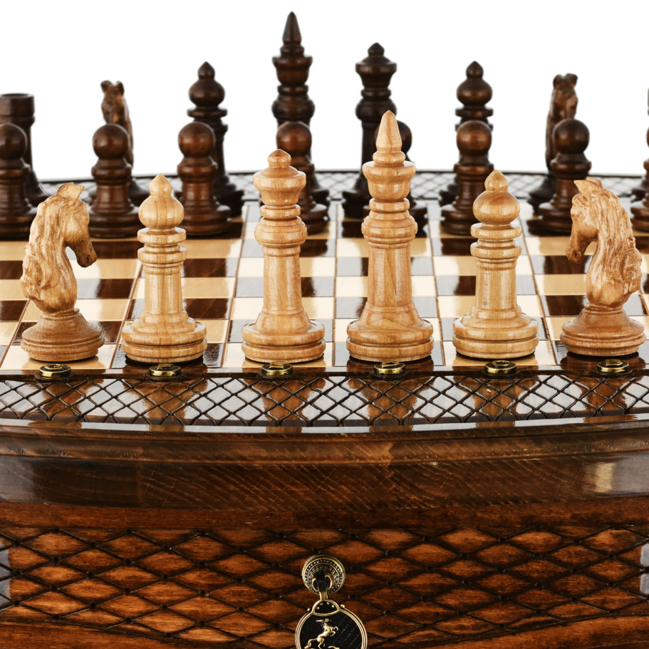 Стол ломберный Шахматы резные "Гиперион" 60 купить в Краснодаре