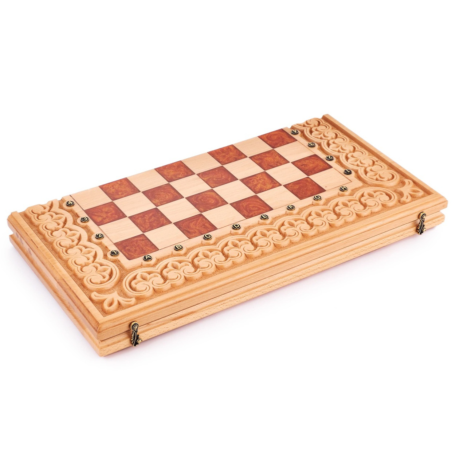 Шахматы + нарды резные "Гелиодор" большие, 60 купить в Краснодаре