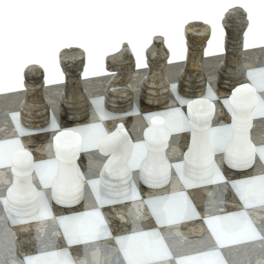 Шахматы из камня "Одиссея" серый мрамор 40 купить в Краснодаре