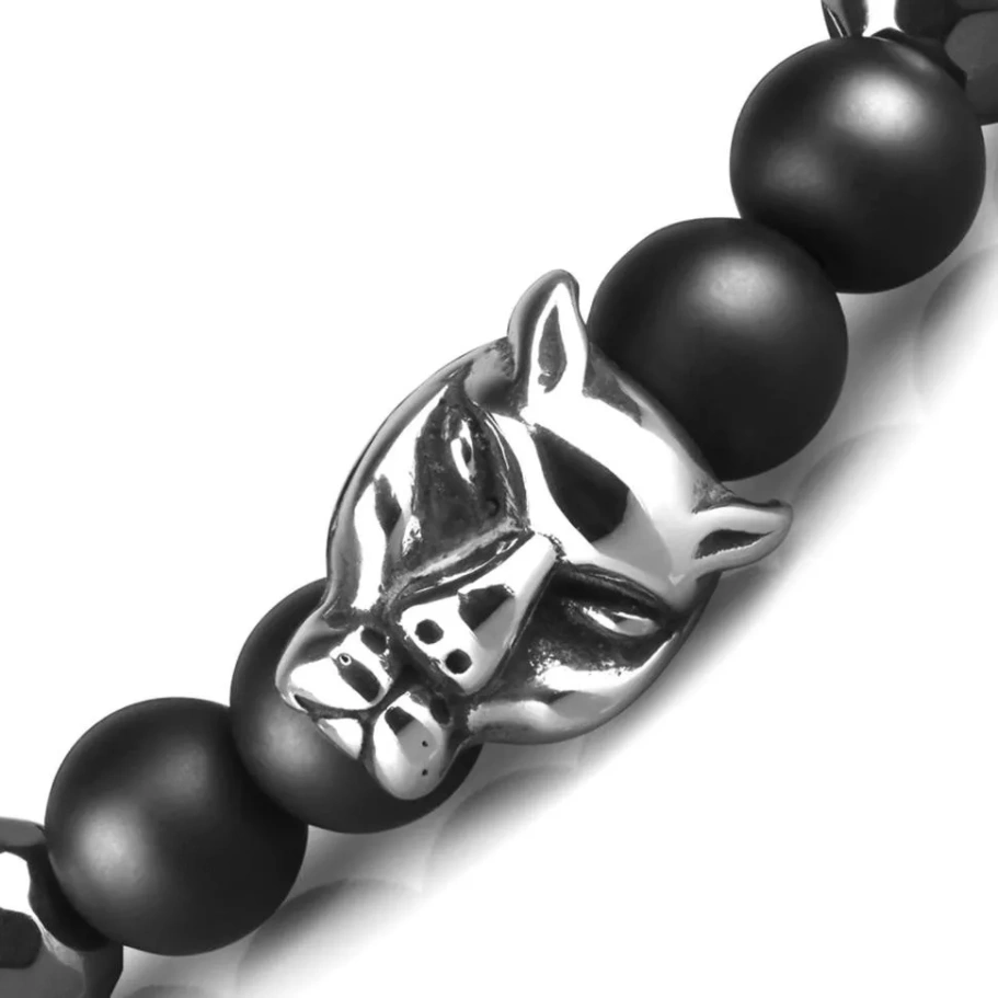 Браслет Пантера камень агат и гематит, 1 * 18 см купить в Краснодара