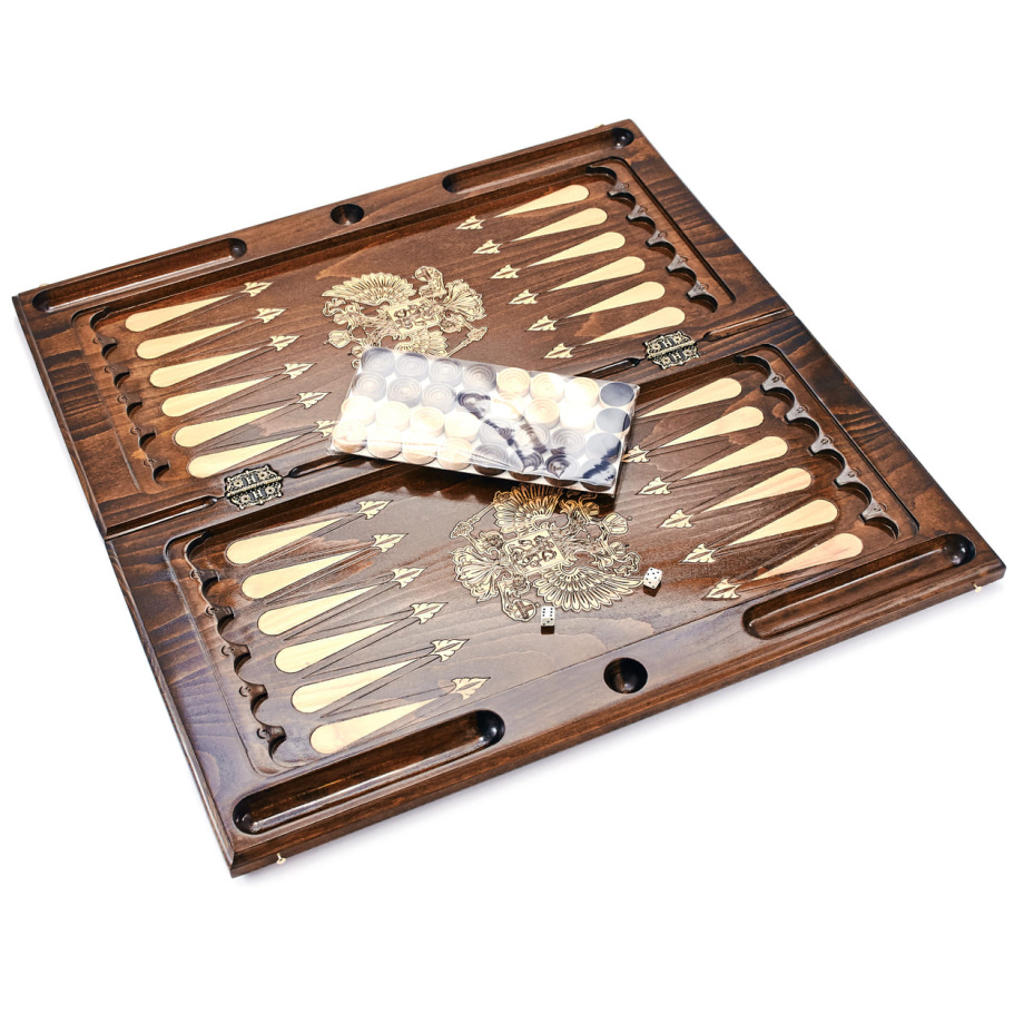 Нарды резные Рэкто "Герб России"  большие 60, Harutyunyan купить в Краснодаре