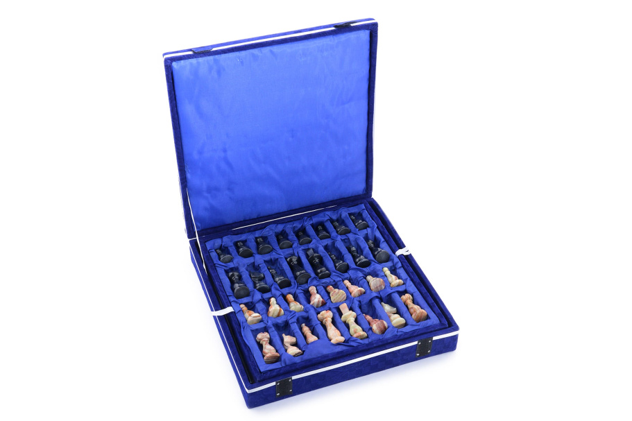 Шахматы из камня "Грация" темный мрамор и оникс 30 купить в Краснодаре