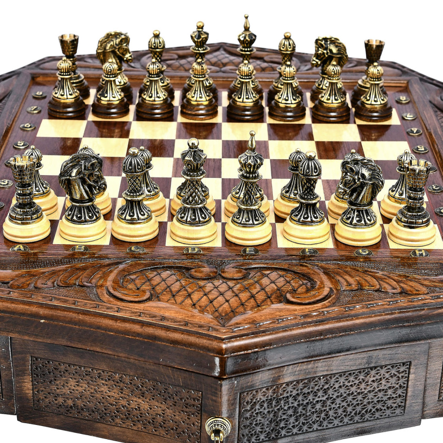 Стол ломберный Шахматы резные "Гуфельд" 60, Harutyunyan купить в Краснодаре