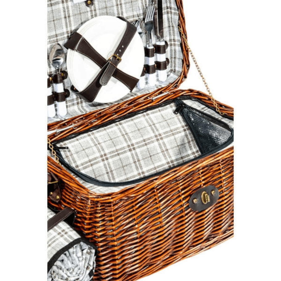 Корзина для пикника Рассвет (на 4 персоны) с пледом купить в Краснодаре