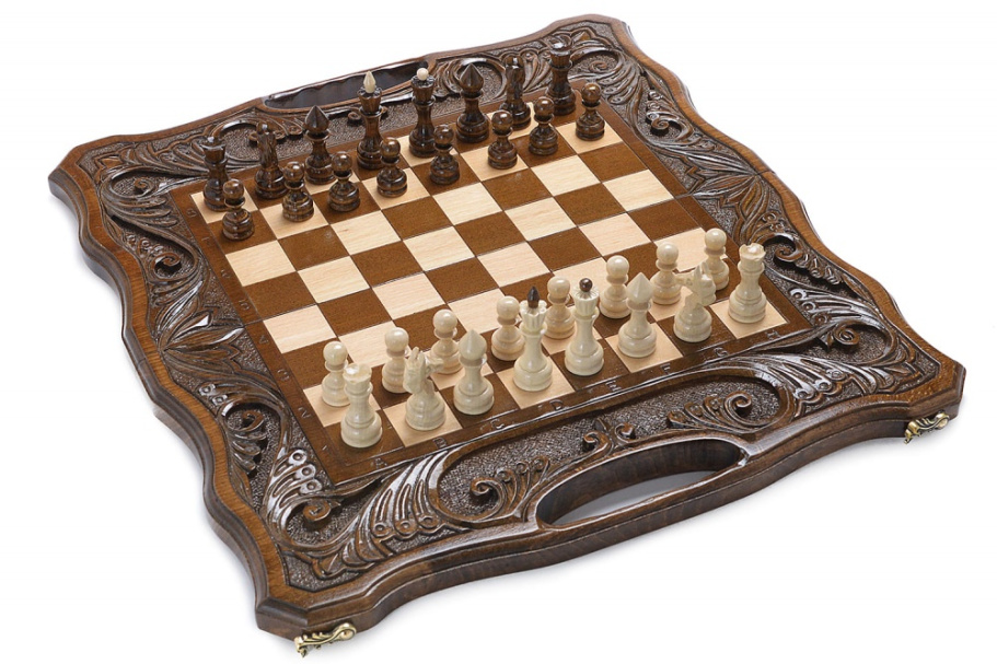 Шахматы + нарды резные "Фетис"  40, Harutyunyan