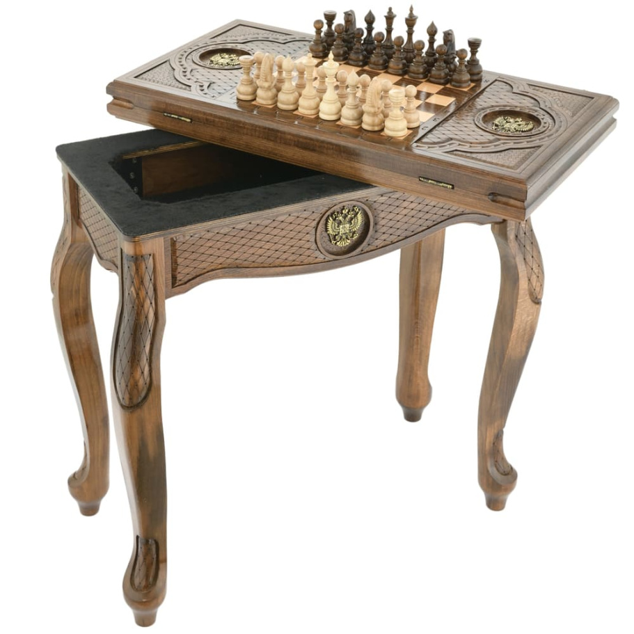 Стол ломберный Шахматы + Нарды резные "Родина" 60, Harutyunyan купить в Краснодаре