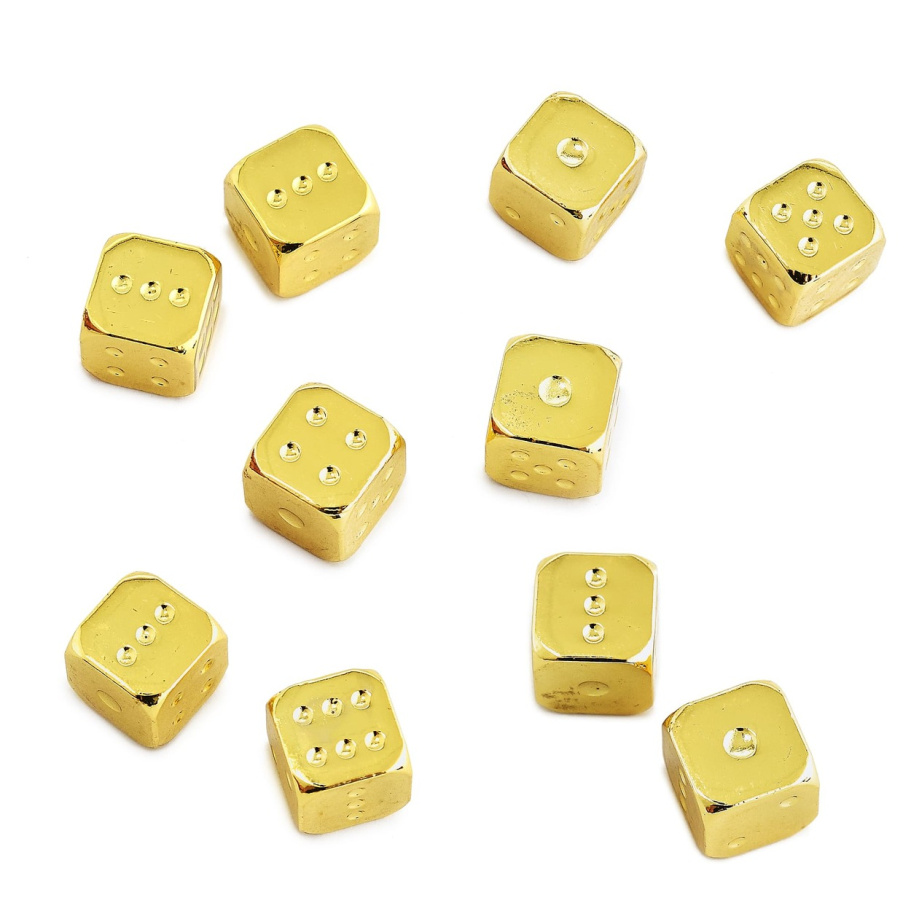 Кости игральные "Премиум" металл, золотой, 12 мм (2 шт.) купить в Краснодаре Кости игральные "Премиум" металл, золотой, 12 мм (2 шт.) купить в Краснодаре