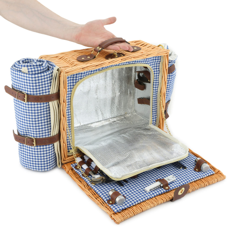 Корзина для пикника "Кассандра" (на 4 персоны) с пледом купить в Краснодаре