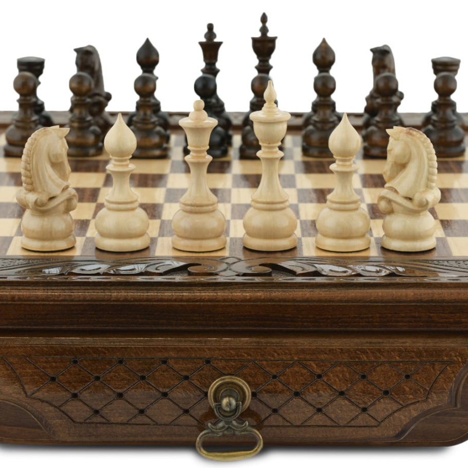 Шахматы резные в ларце с ящиками "Simba" 40, Harutyunyan купить в Краснодаре
