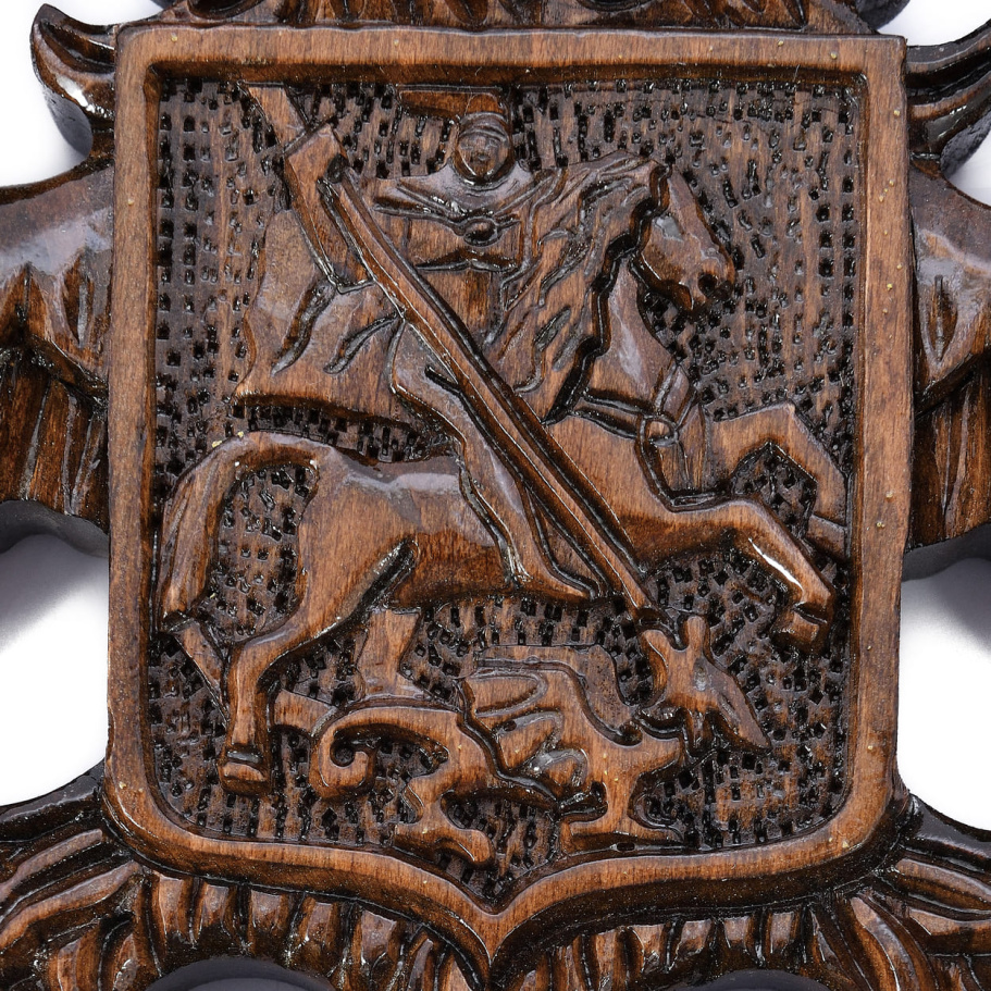 Панно настенное резное "Герб России" из дерева купить в Краснодаре