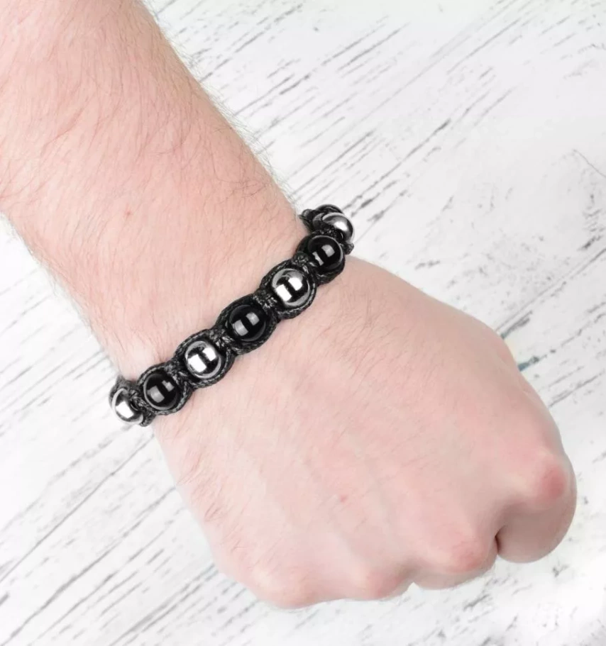 Браслет Лемер плетенный, камень агат и гематит, 1 * 18 см купить в Краснодара