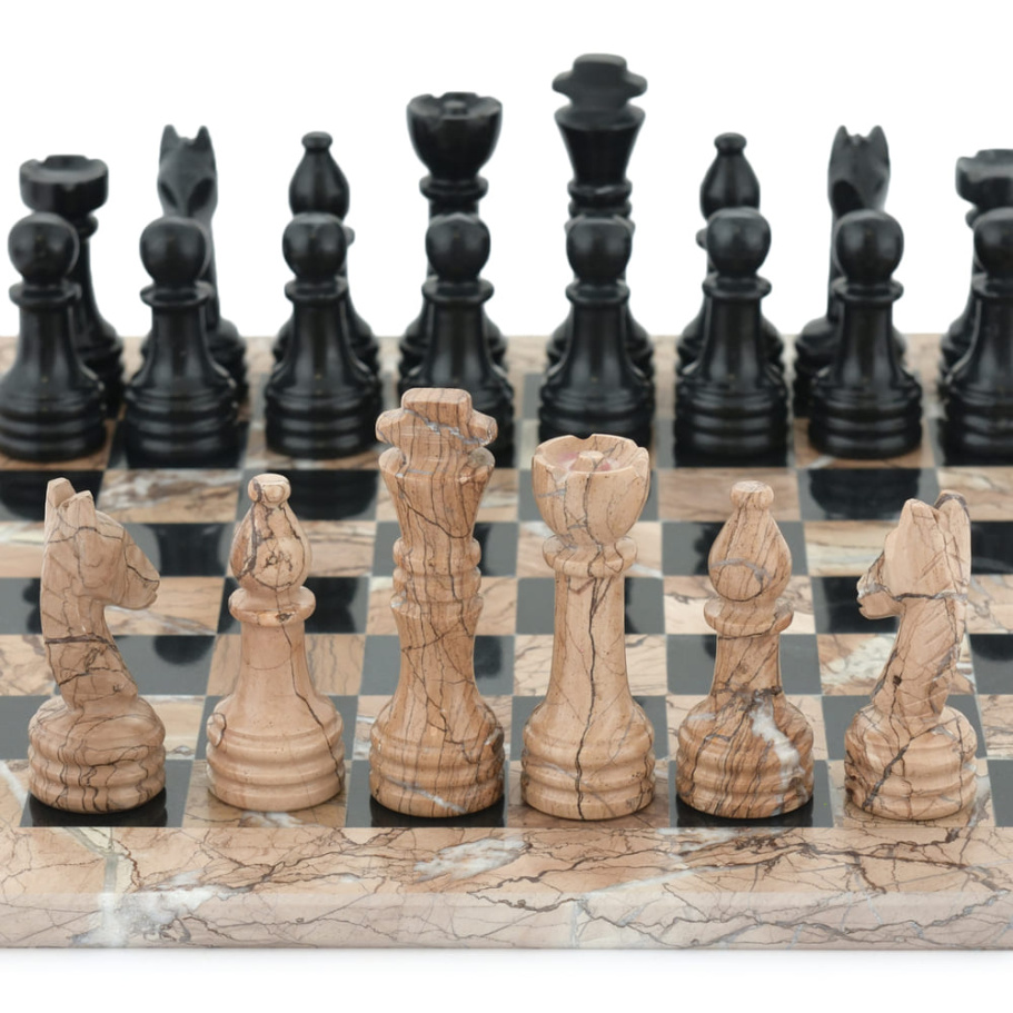 Шахматы из камня "Византия" розовый мрамор 30 купить в Краснодаре