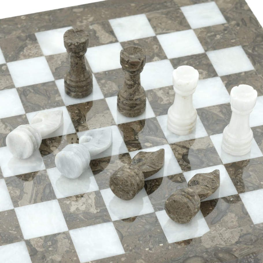 Шахматы из камня "Одиссея" серый мрамор 40 купить в Краснодаре