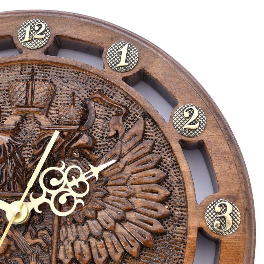 Часы настенные резные "Герб России" 30 купить в Краснодаре