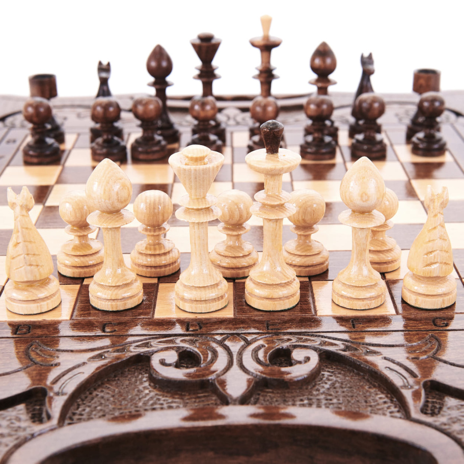 Шахматы + нарды резные "Узор" 40, Harutyunyan купить в Краснодаре